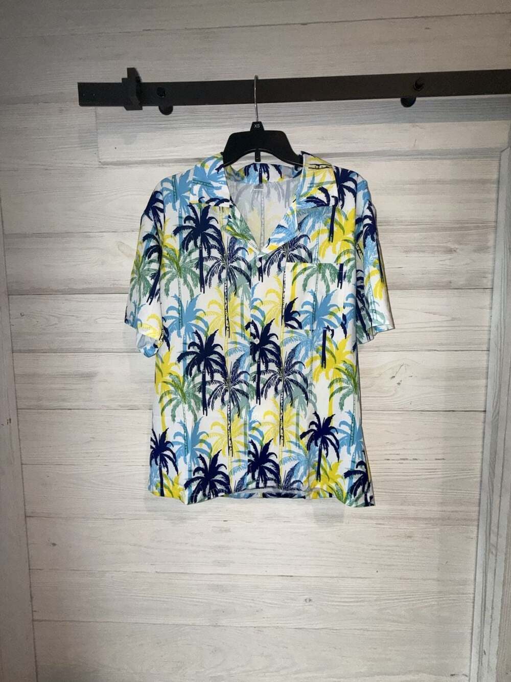 Unbranded Tropical Palm Tree Print Short Sleeve Button Down Shirt Size M